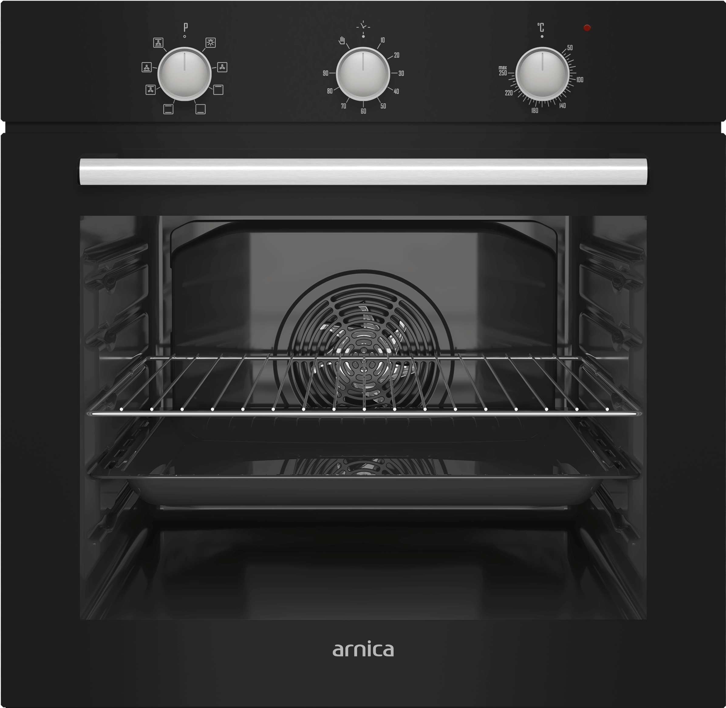 ARNICA 0+8 76 Lt. Turbo Ankastre Fırın Beyaz / Siyah